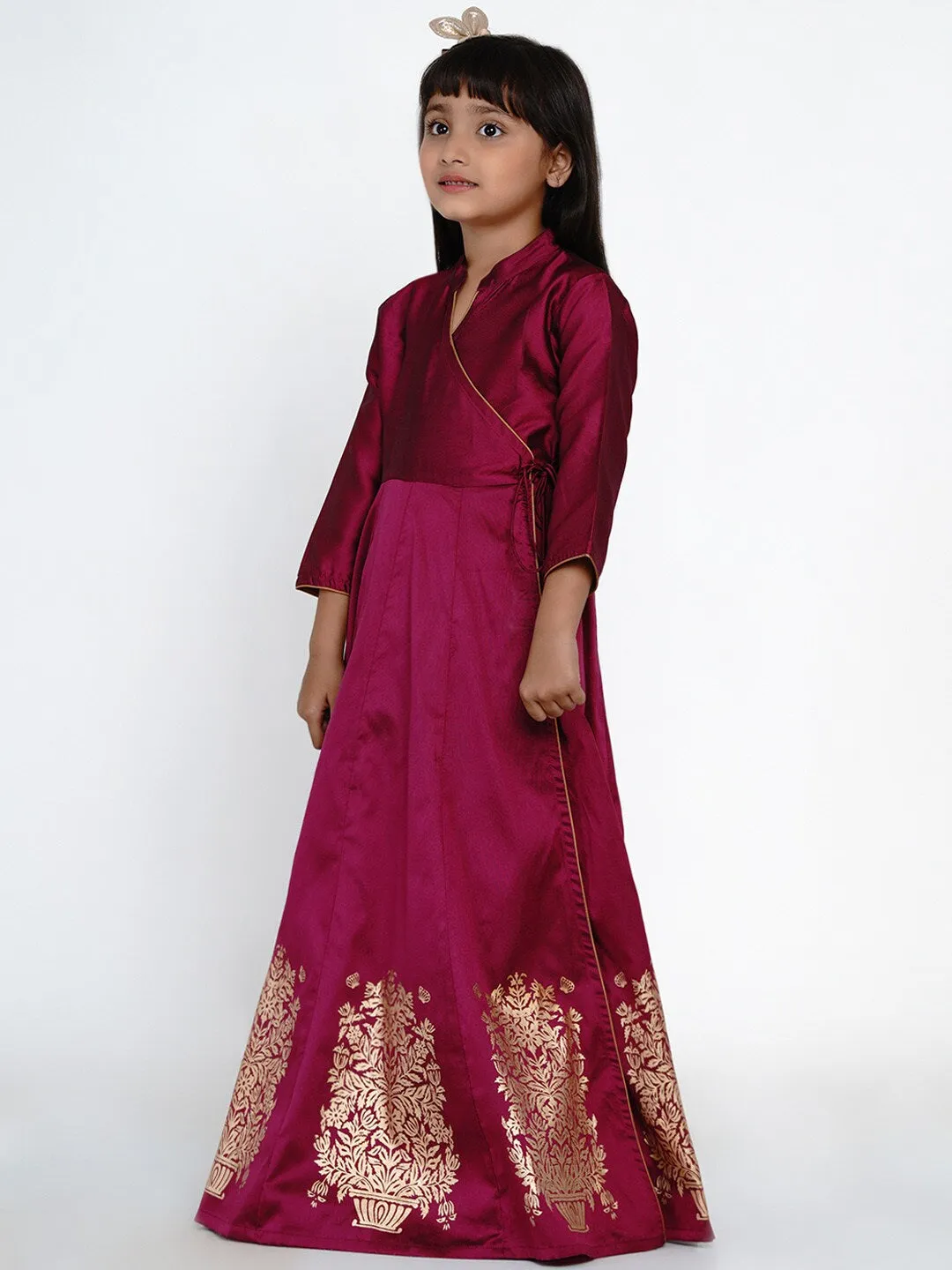 Girl'S Burgundy Flared Maxi Dress