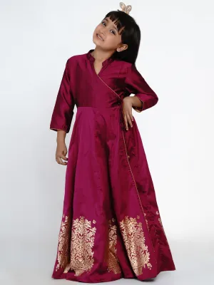 Girl'S Burgundy Flared Maxi Dress