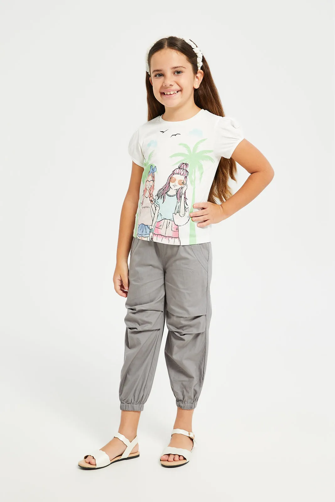 Girls Charcoal Plain Trouser