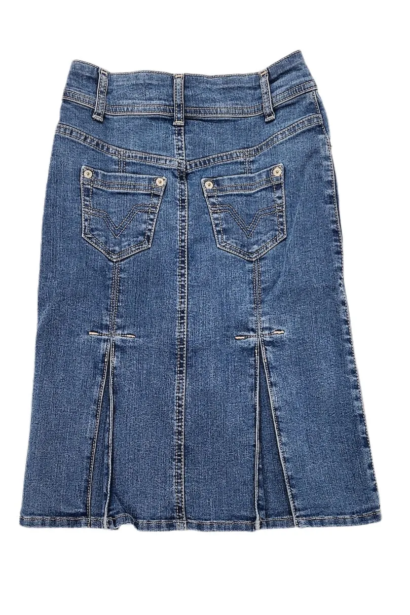 Girls Denim Skirt with Front Pleats Style 171-D9