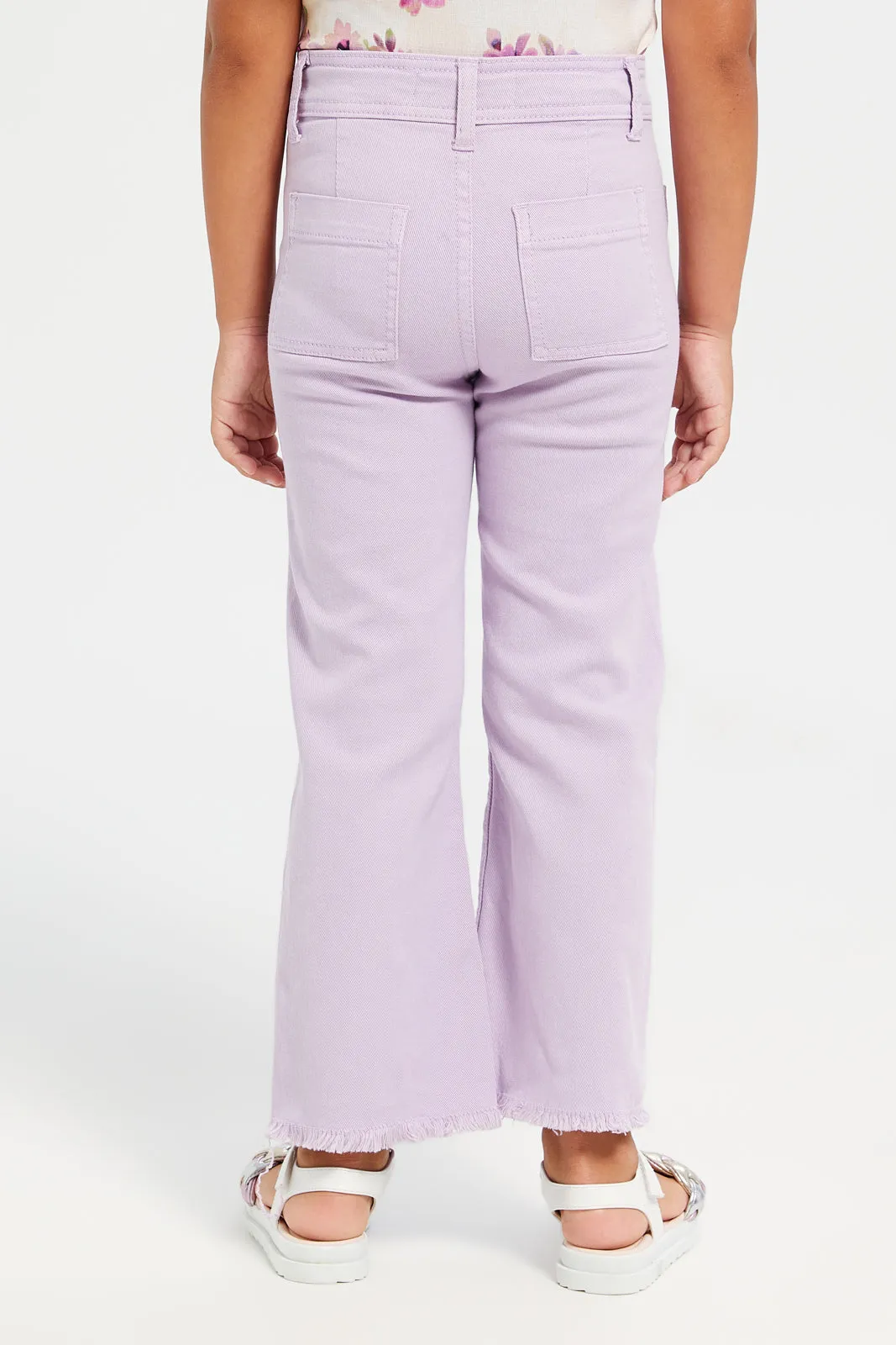 Girls Lilac Flared Trousers