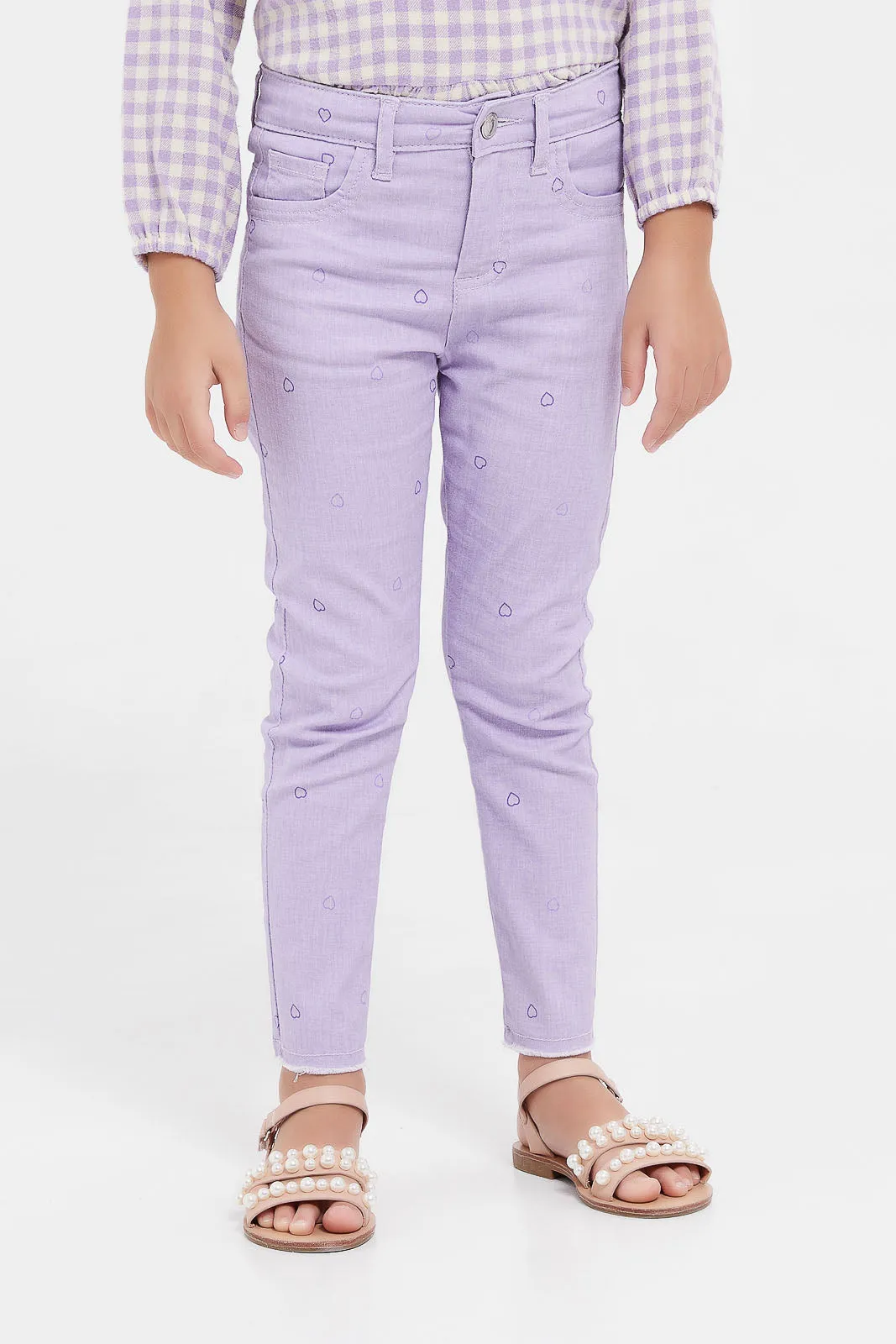 Girls Lilac Plain Skinny Fit Trousers