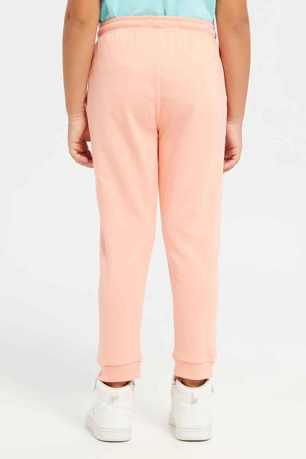 Girls Orange Give Me Perfect Likes Print Track Pants