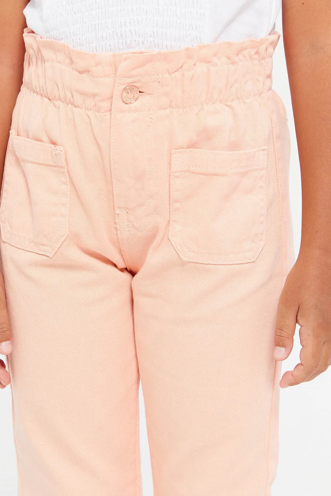 Girls Pink Straight Fit Trousers