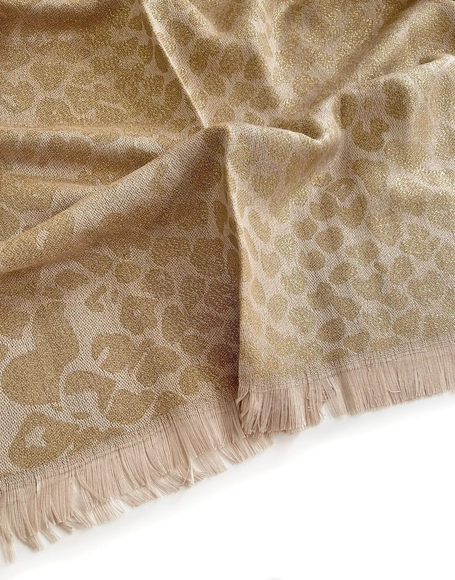 GOLD SPARKLY METALLIC LEOPARD PRINT EVENING SHAWL SCARF