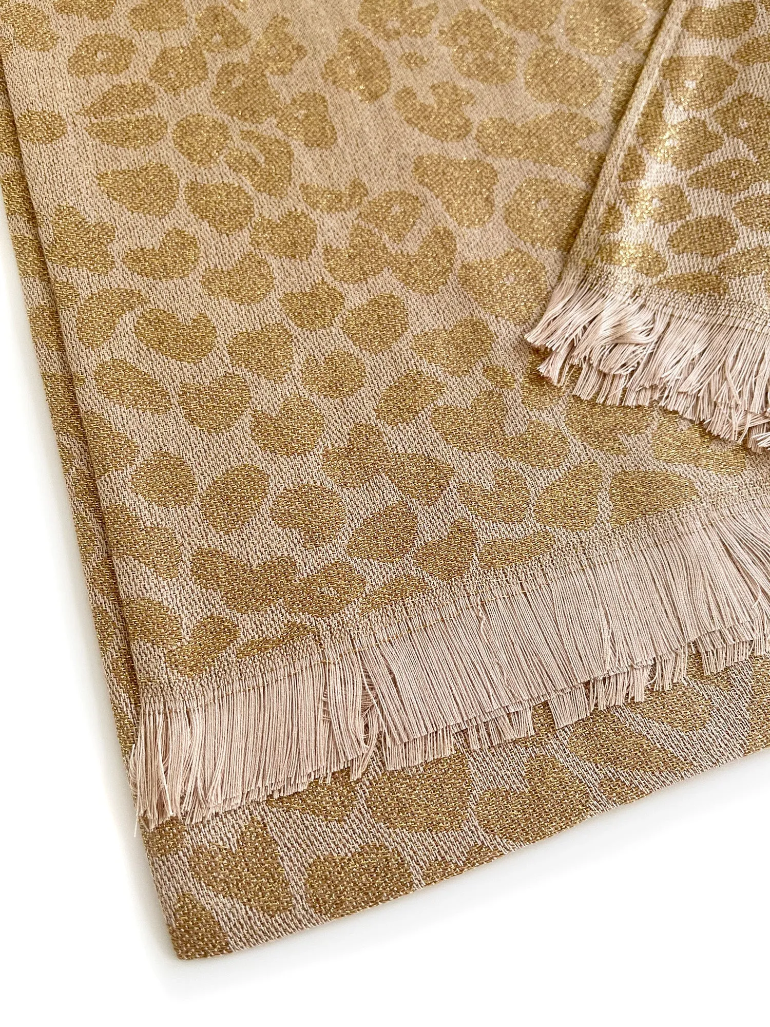 GOLD SPARKLY METALLIC LEOPARD PRINT EVENING SHAWL SCARF