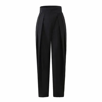 Graduation Gifts  High Street Solid Color Pleated hook and loop fastener Suit Pants Autumn Korean Loose Casual Trousers Women Thin VEPH