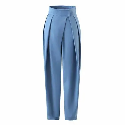 Graduation Gifts  High Street Solid Color Pleated hook and loop fastener Suit Pants Autumn Korean Loose Casual Trousers Women Thin VEPH