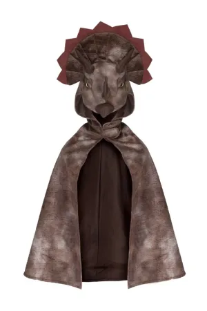 Great Pretenders - Brown Triceratops Hooded Dinosaur Cape