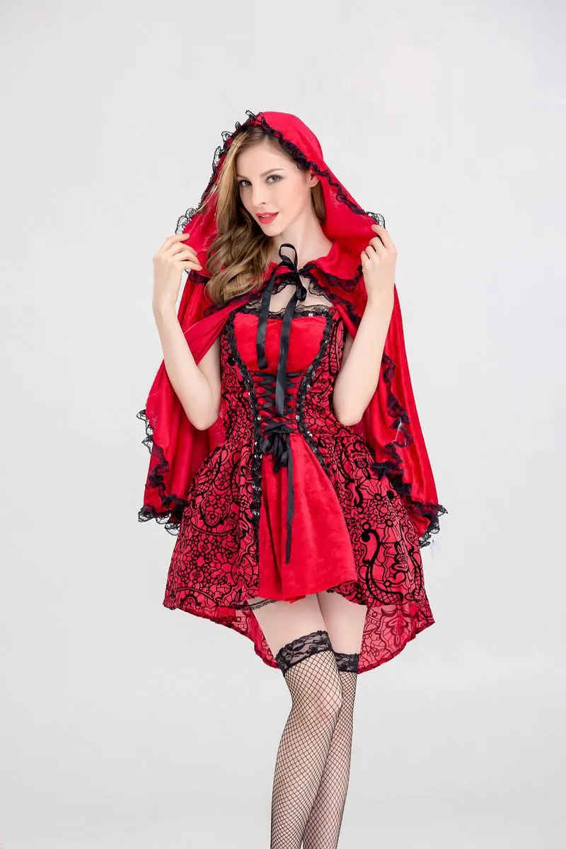 Halloween Gothic Style Red Hat Costume Play Cloak