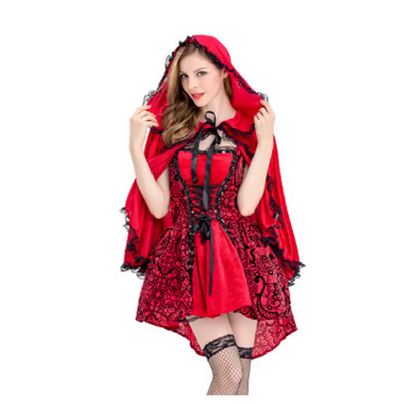 Halloween Gothic Style Red Hat Costume Play Cloak