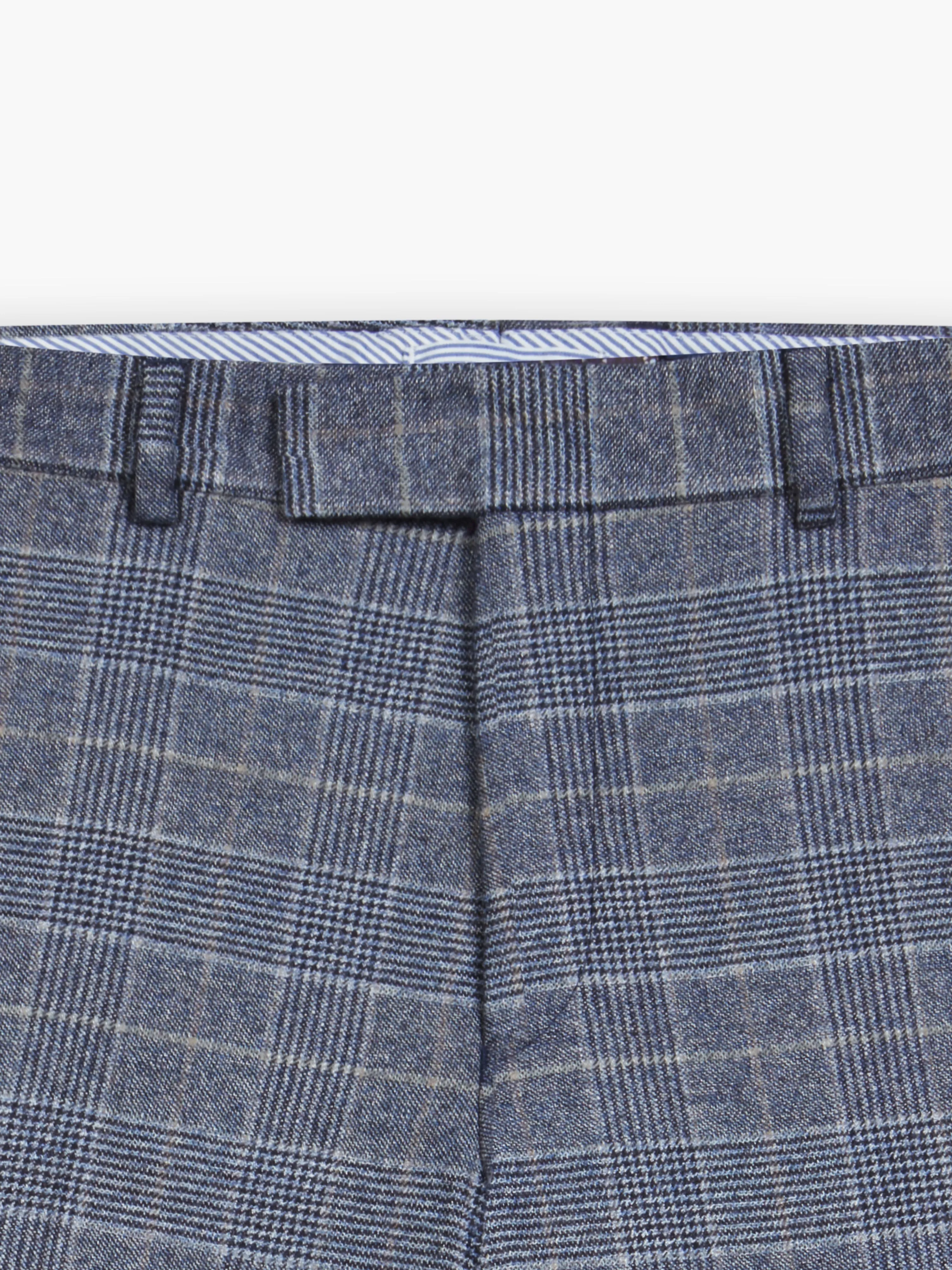 Hampstead Premium Wool Slim Blue Check Suit Trouser