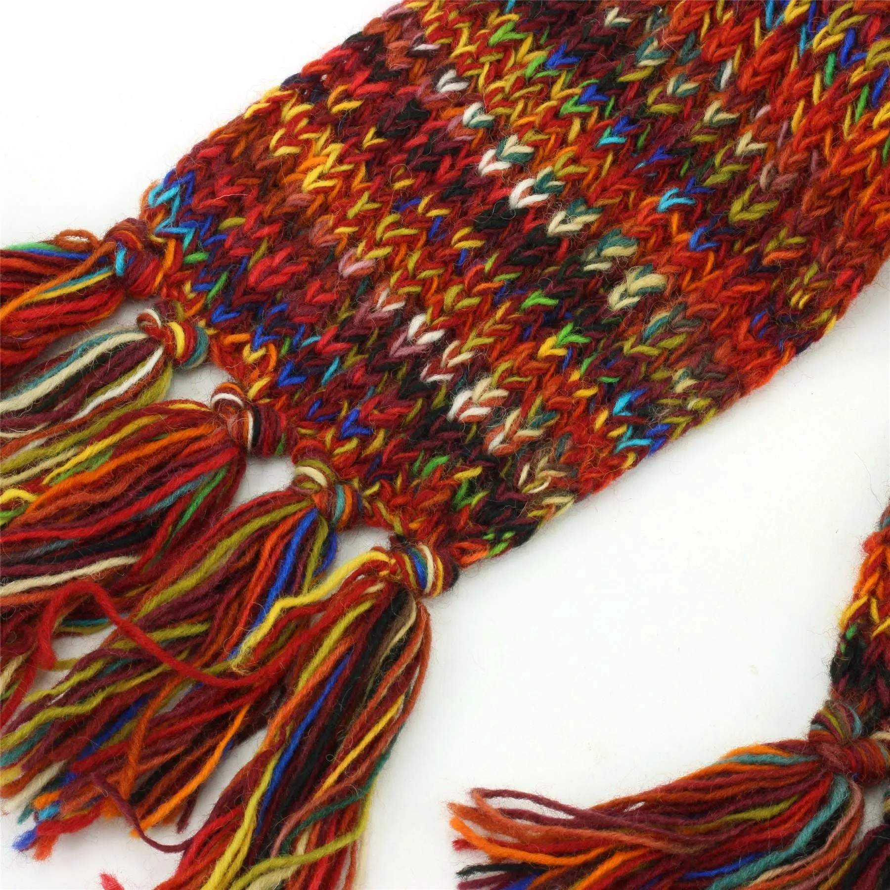 Hand Knitted Wool Scarf - SD Red Mix