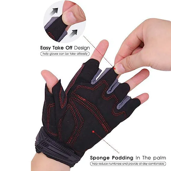 Handlandy Mens Women Work Gloves Fingerless Half Finger Driving 6086GN