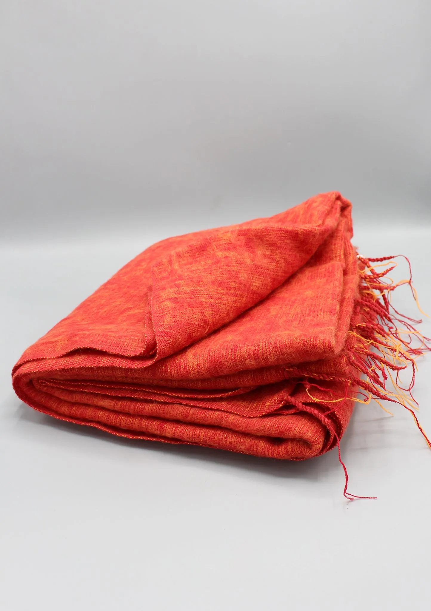 Himalayan Yak Wool Yoga Blanket Shawl Rust Mix Orange