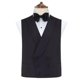 Hudson Navy Grosgrain Silk and Cotton Waistcoat