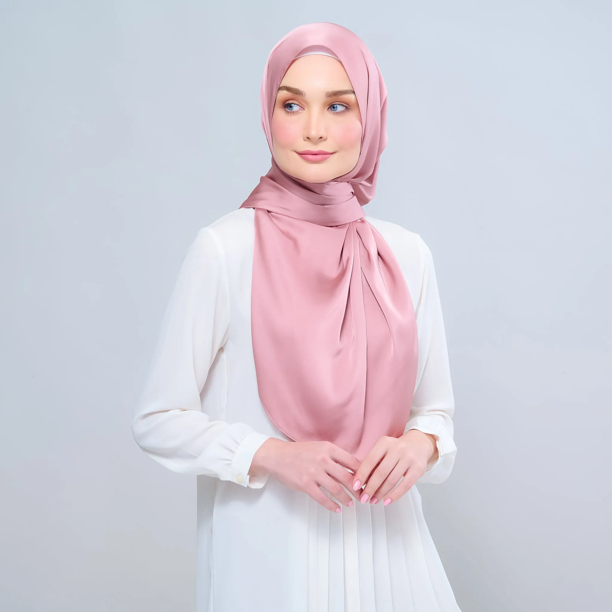 Instant Tag n' Go Shawl  | Satin Silk in Dusty Pink