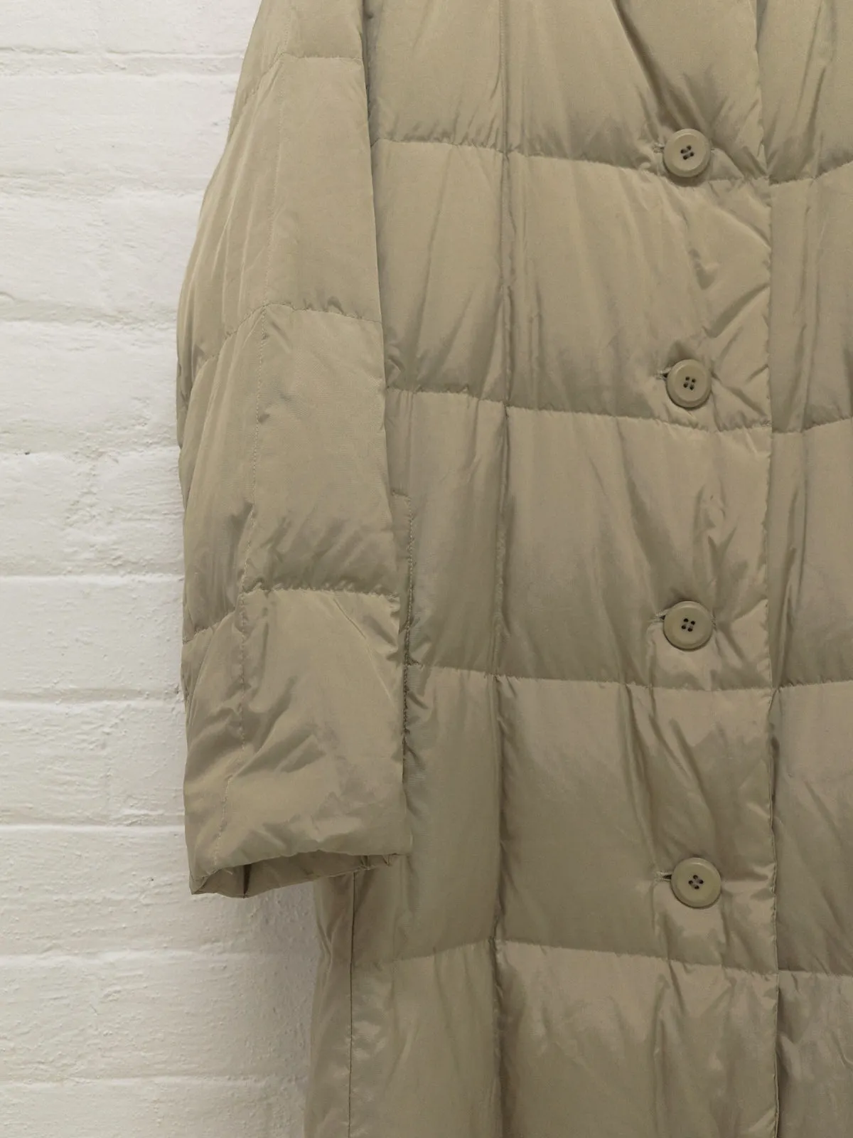 Issey Miyake beige high neck down puffer coat - size M