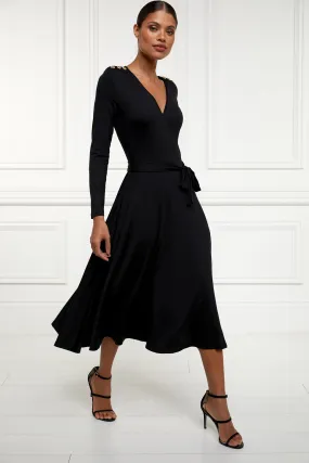 Juliette Midi Wrap Dress (Black)