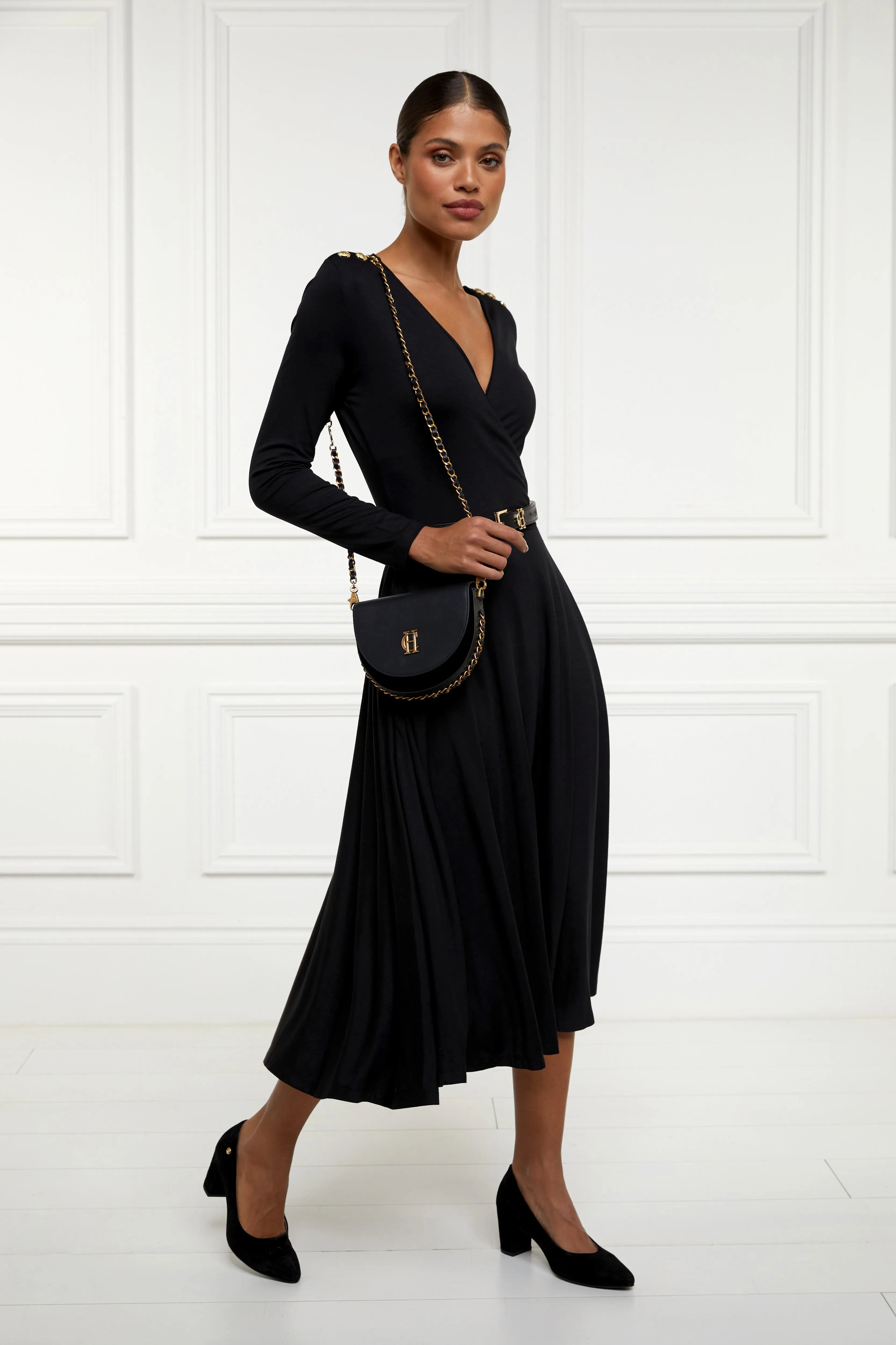 Juliette Midi Wrap Dress (Black)