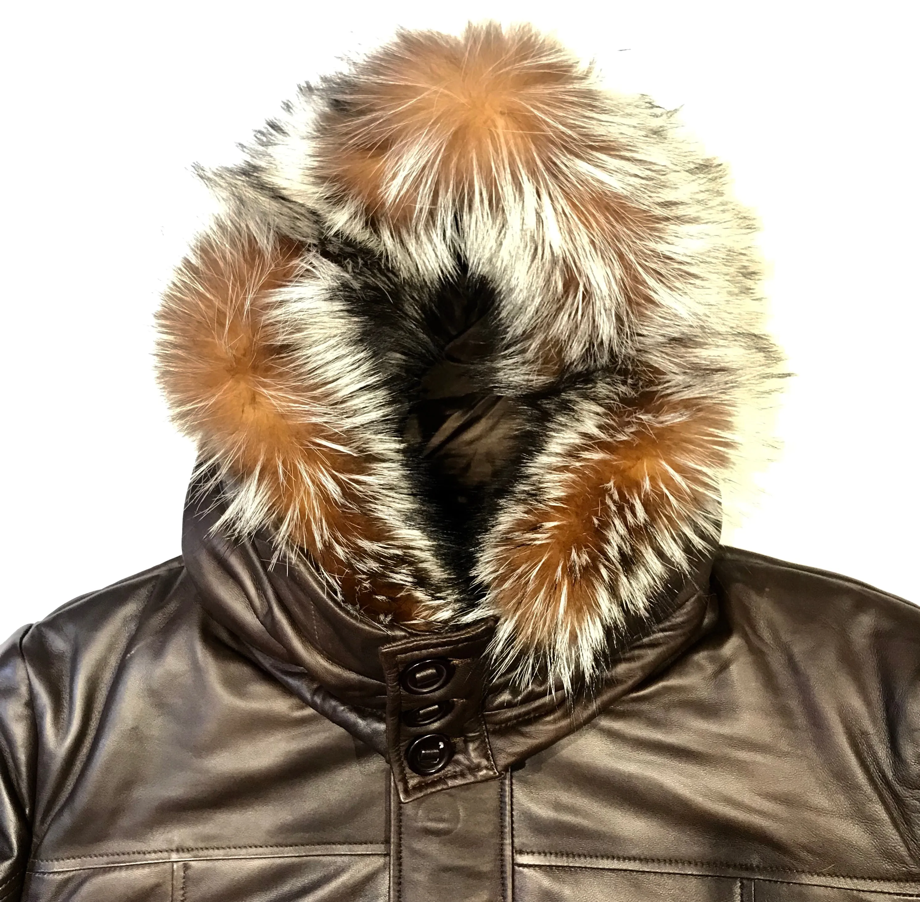 Kashani Brown Fox Fur Lambskin Parka Jacket