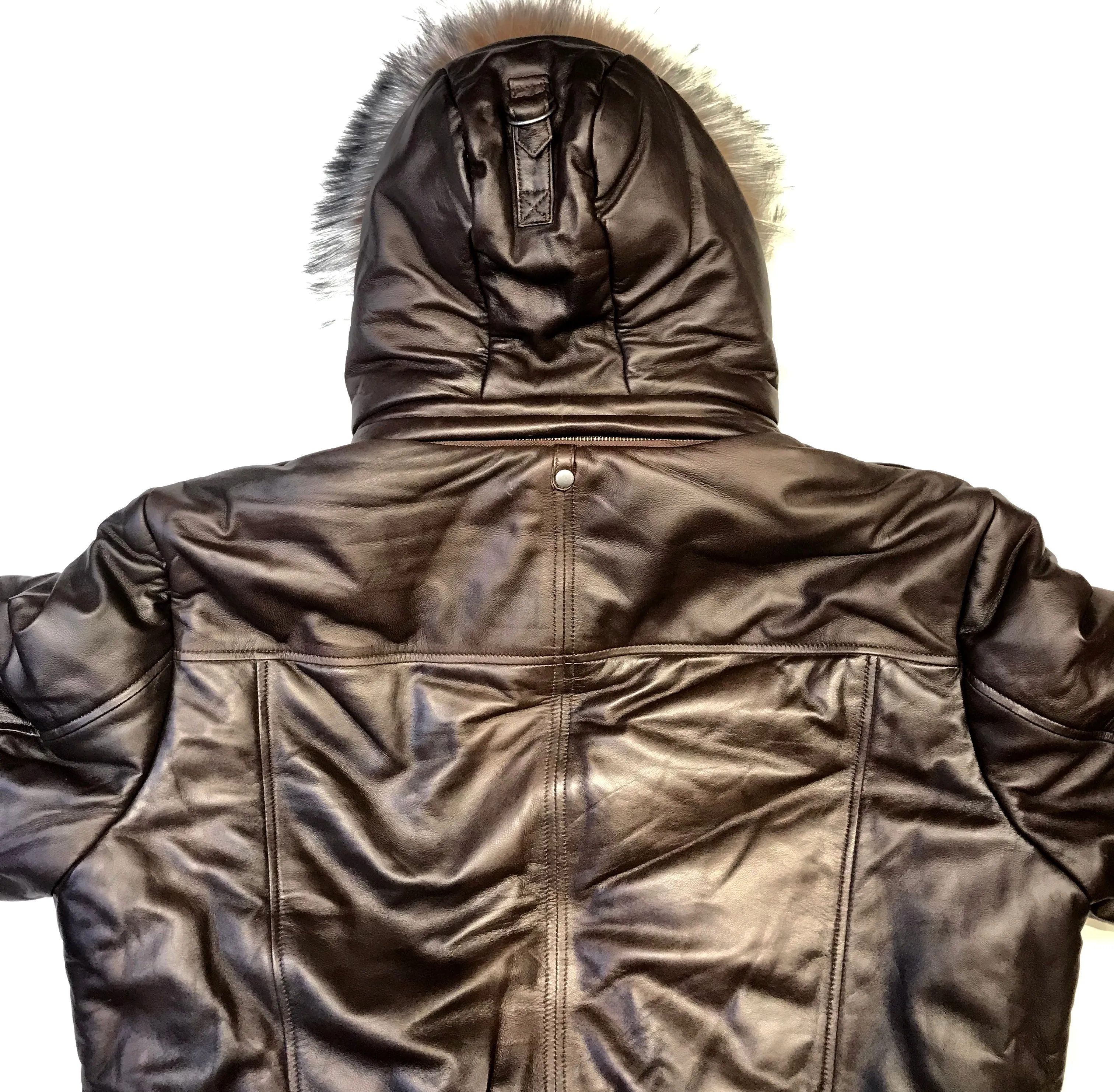 Kashani Brown Fox Fur Lambskin Parka Jacket