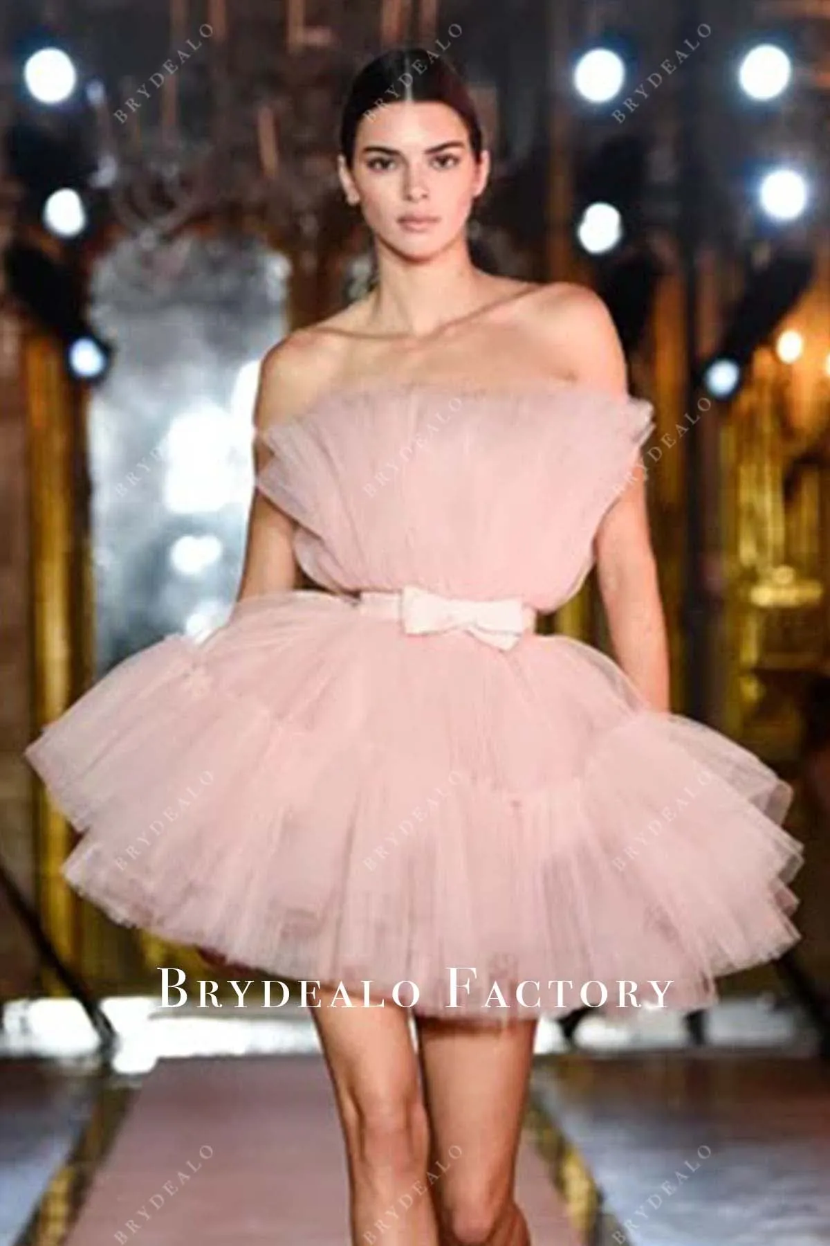 Kendall Jenner Pink Tulle Mini H&M Show In Rome Dress 2019 Dress