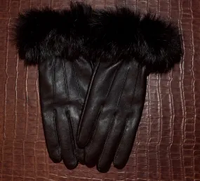 Lambskin Leather & Fox Fur Gloves