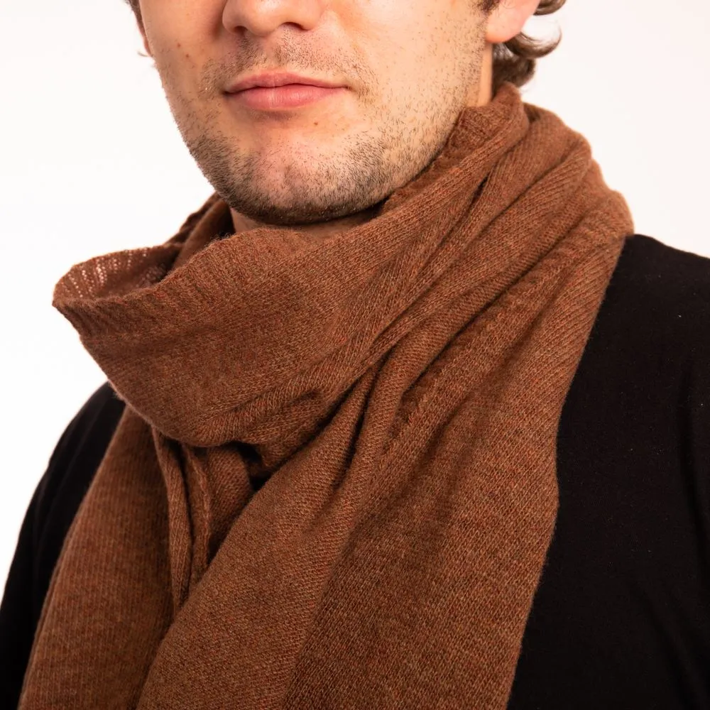 Lambswool Plain Knit Scarf - Hazelnut