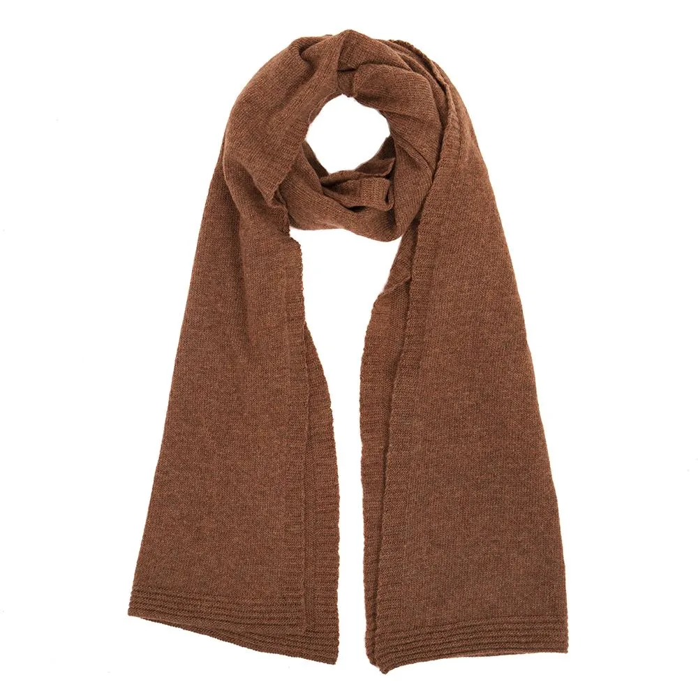 Lambswool Plain Knit Scarf - Hazelnut