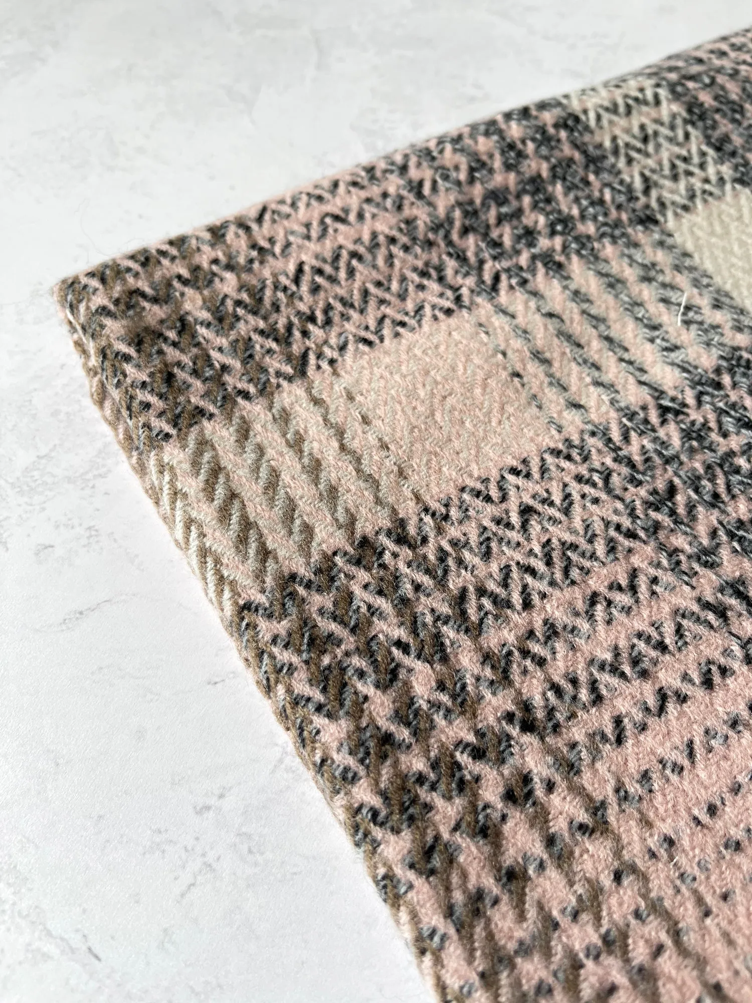 LARGE WOOL MIX THICK CHECKED SHAWL - PINK