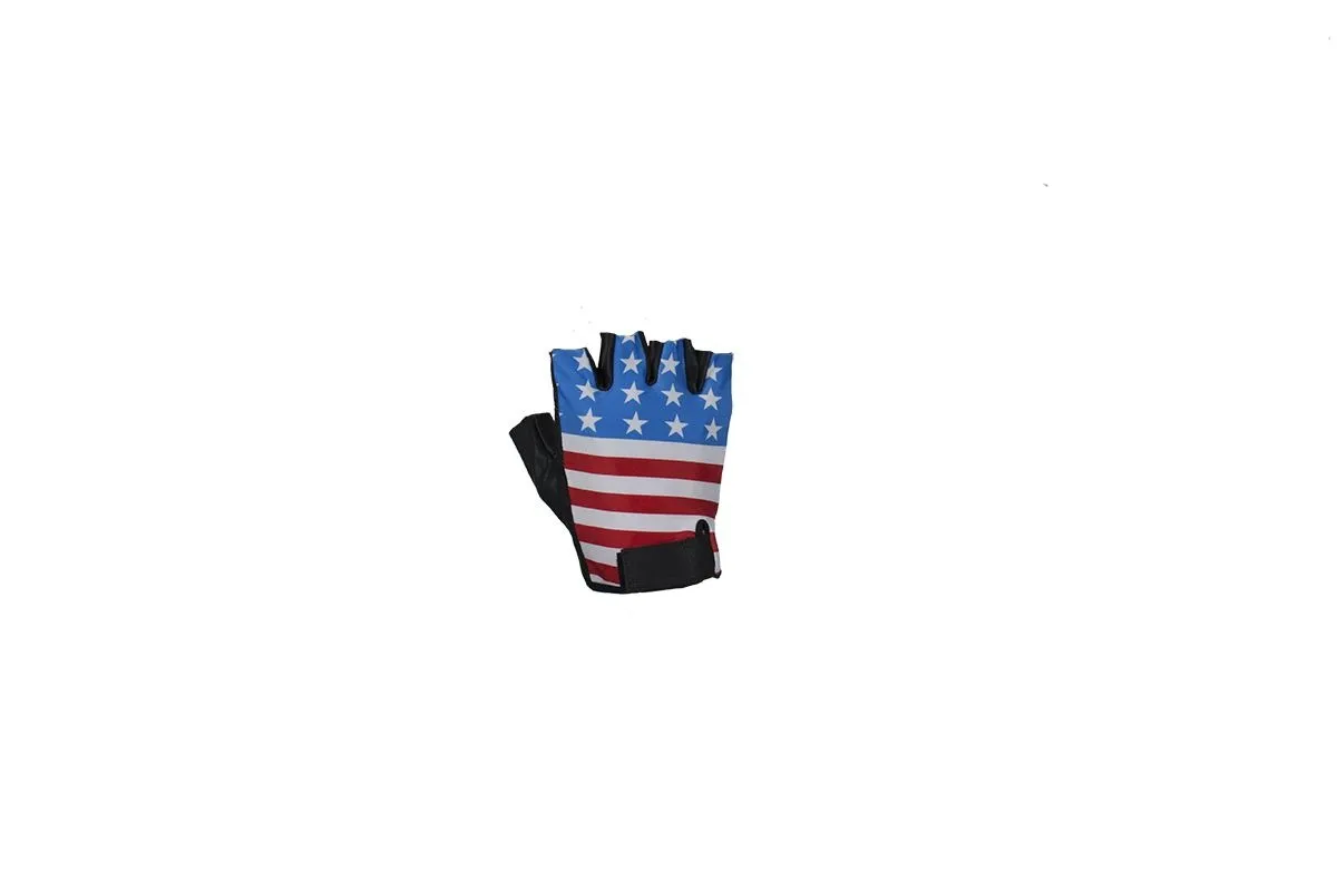 Leather Motorcycle Fingerless Gloves with USA Flag, GL2034-11N-DL