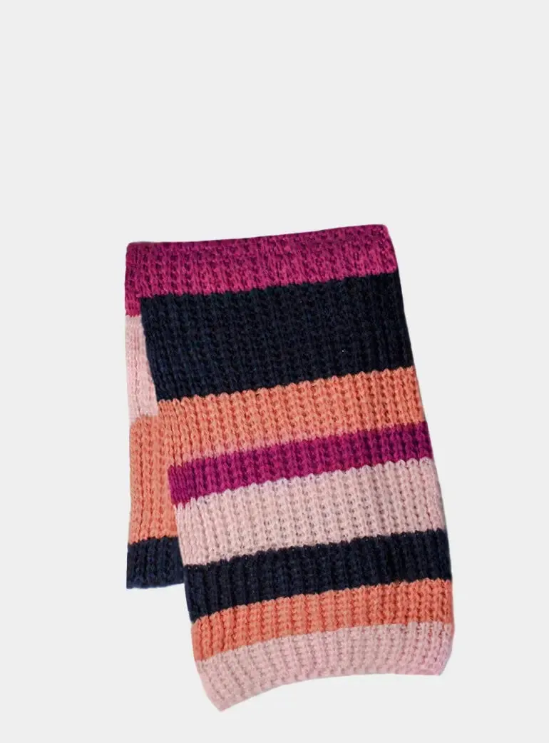 Leia Stripe Oversized Chunky Scarf - Berry