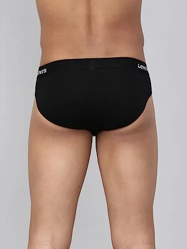 Levi's Men's Cotton Style #009 Neo Regular Fit Solid Brief (Pack of 2) (#009-BRIEF-BLK/NAVY-P2_Black,Navy_M)