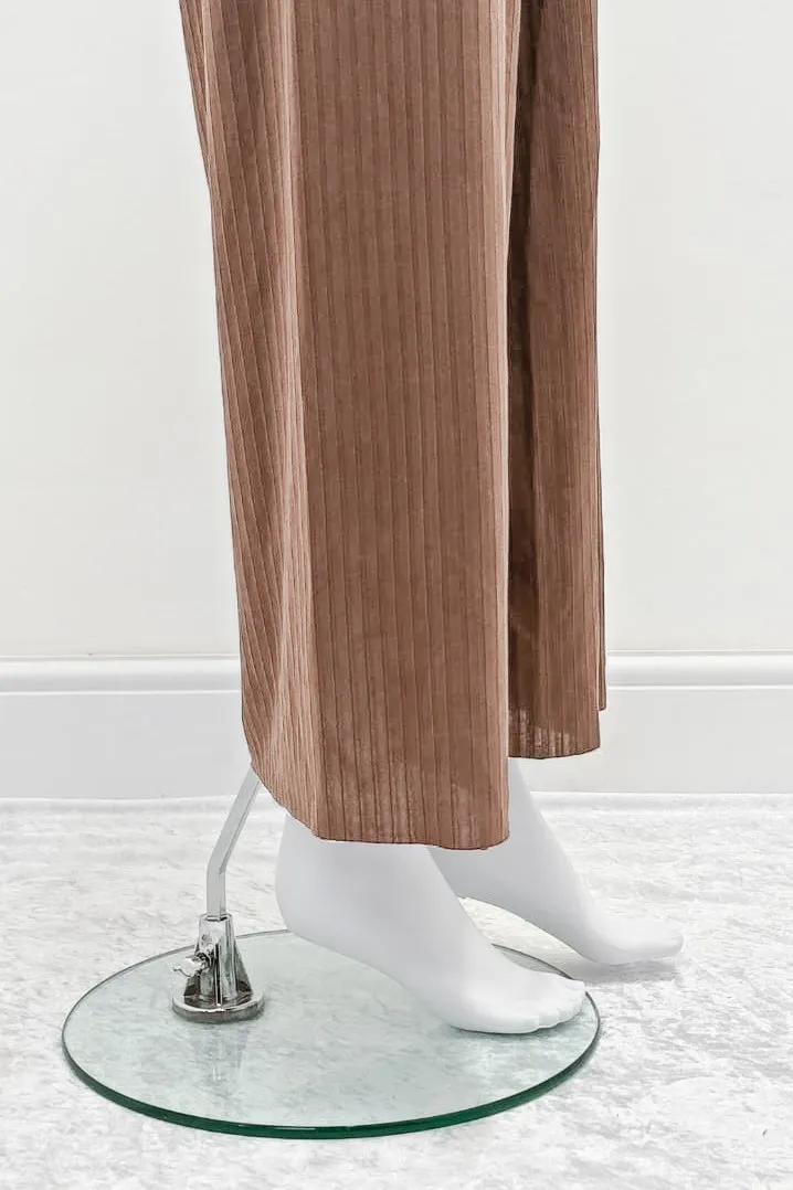 Light Brown Casual Wide Leg Trouser