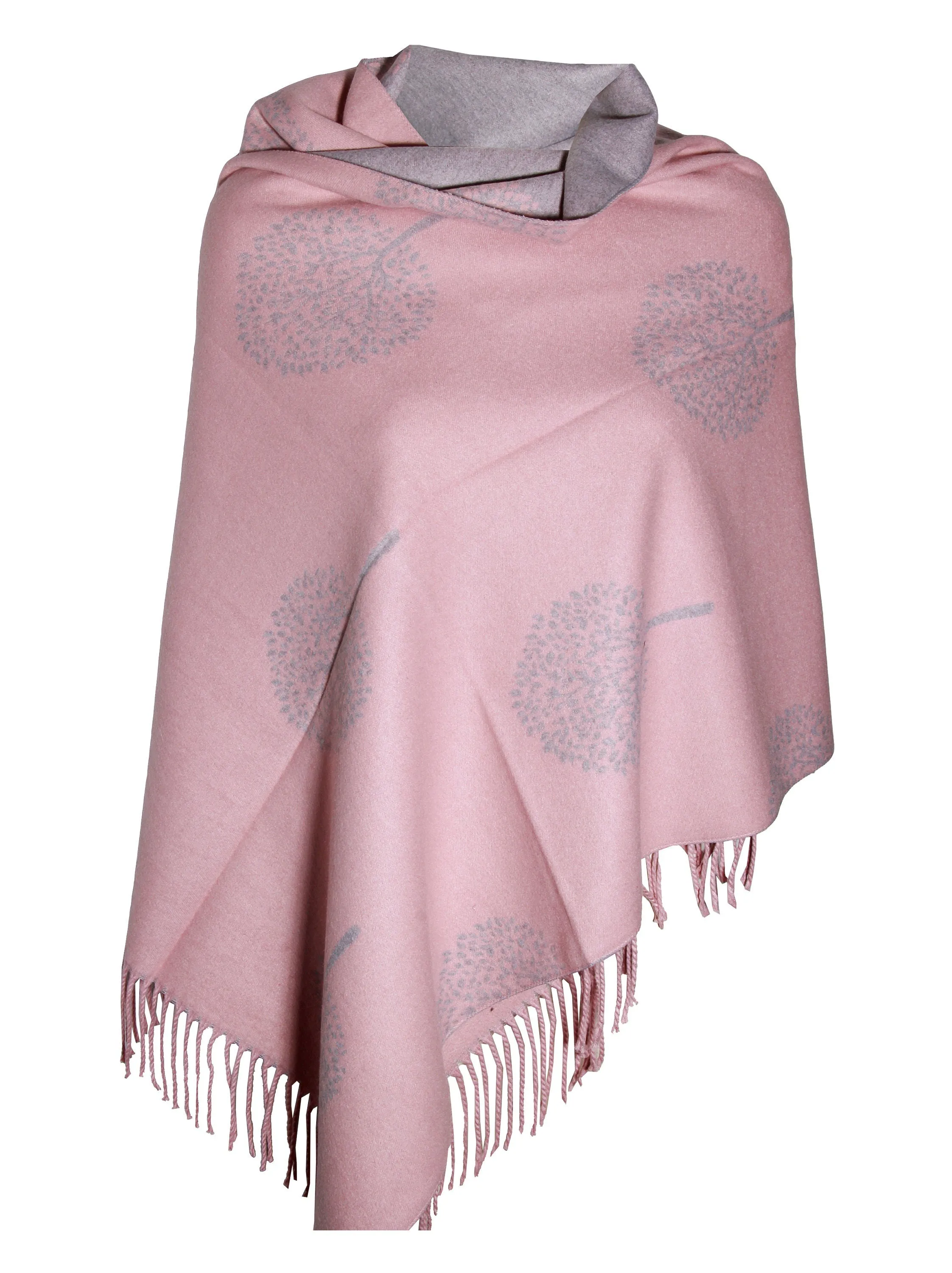 LIGHT PINK GREY Luxury cashmere scarf mulbery tree print reversible super soft winter shawl unisex trending scarf Xmas gift for him and her