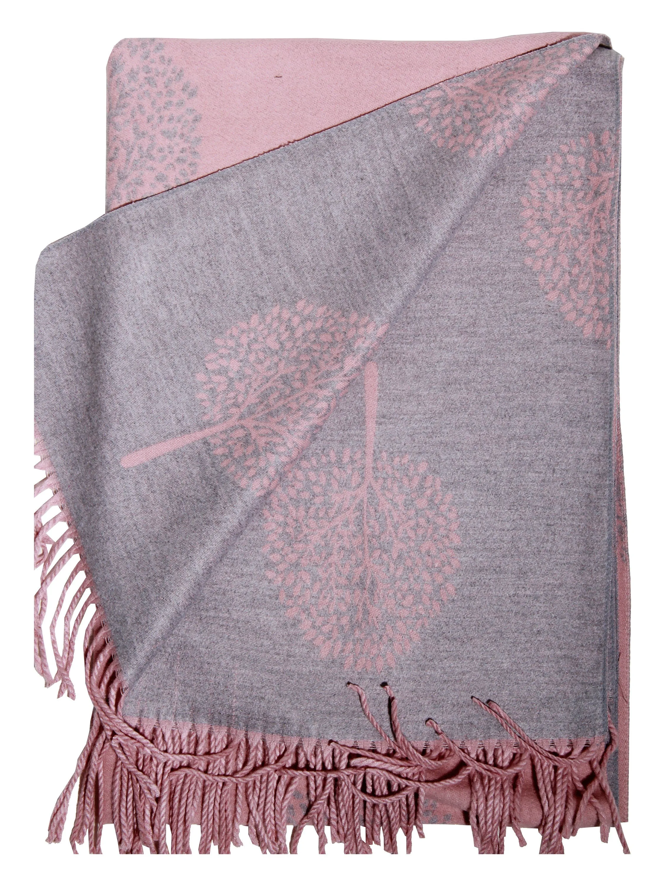 LIGHT PINK GREY Luxury cashmere scarf mulbery tree print reversible super soft winter shawl unisex trending scarf Xmas gift for him and her