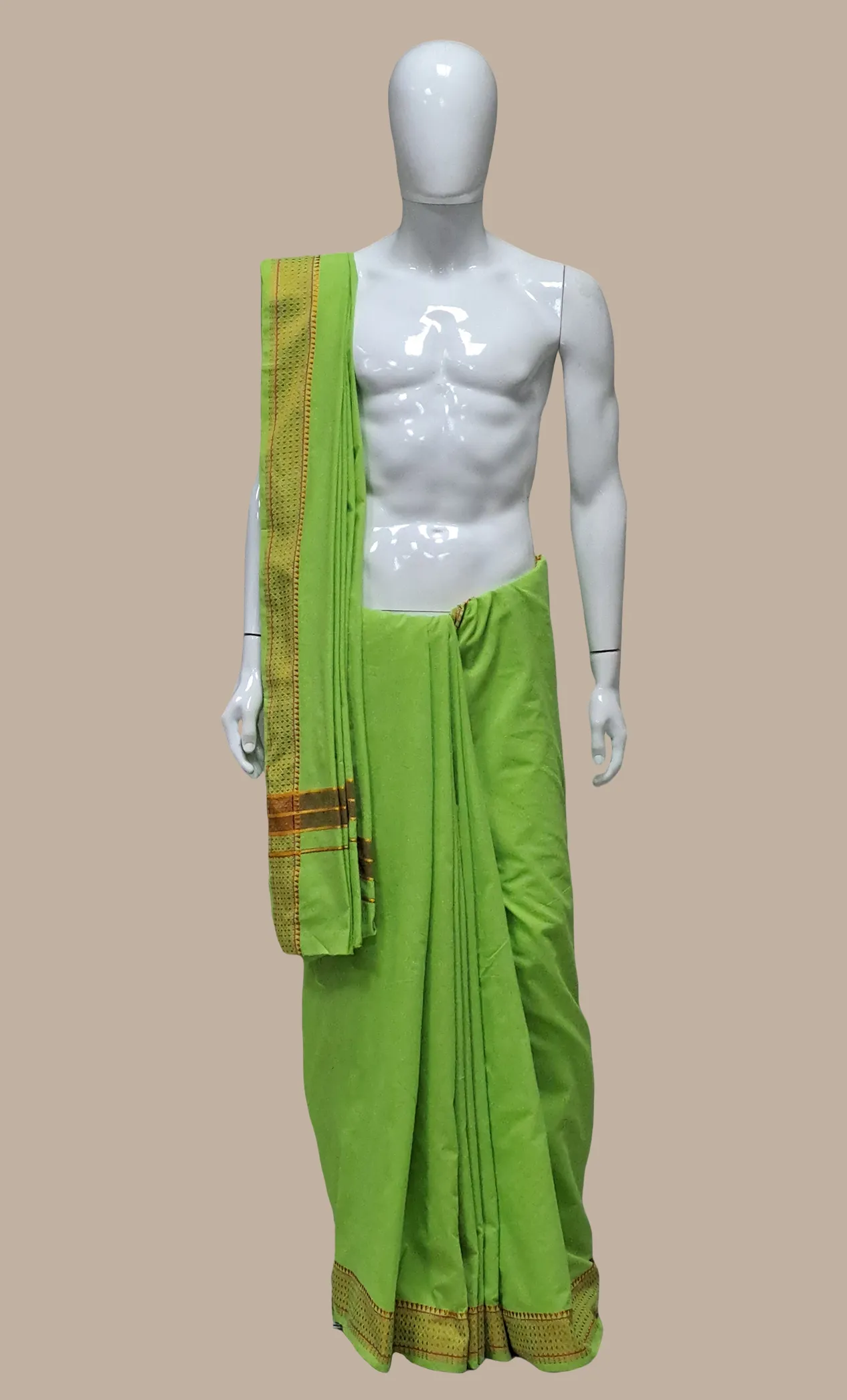 Lime Green Dhoti With Attached Dupatta