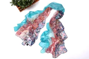 Long Chiffon Scarf Blue and Pink Theme CHL110