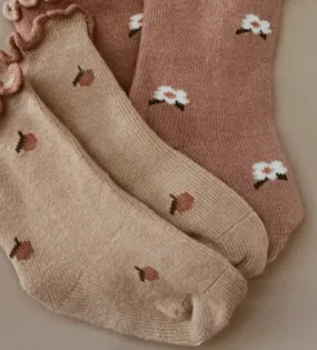 Mae and Rae - Tan Peach Frill Socks