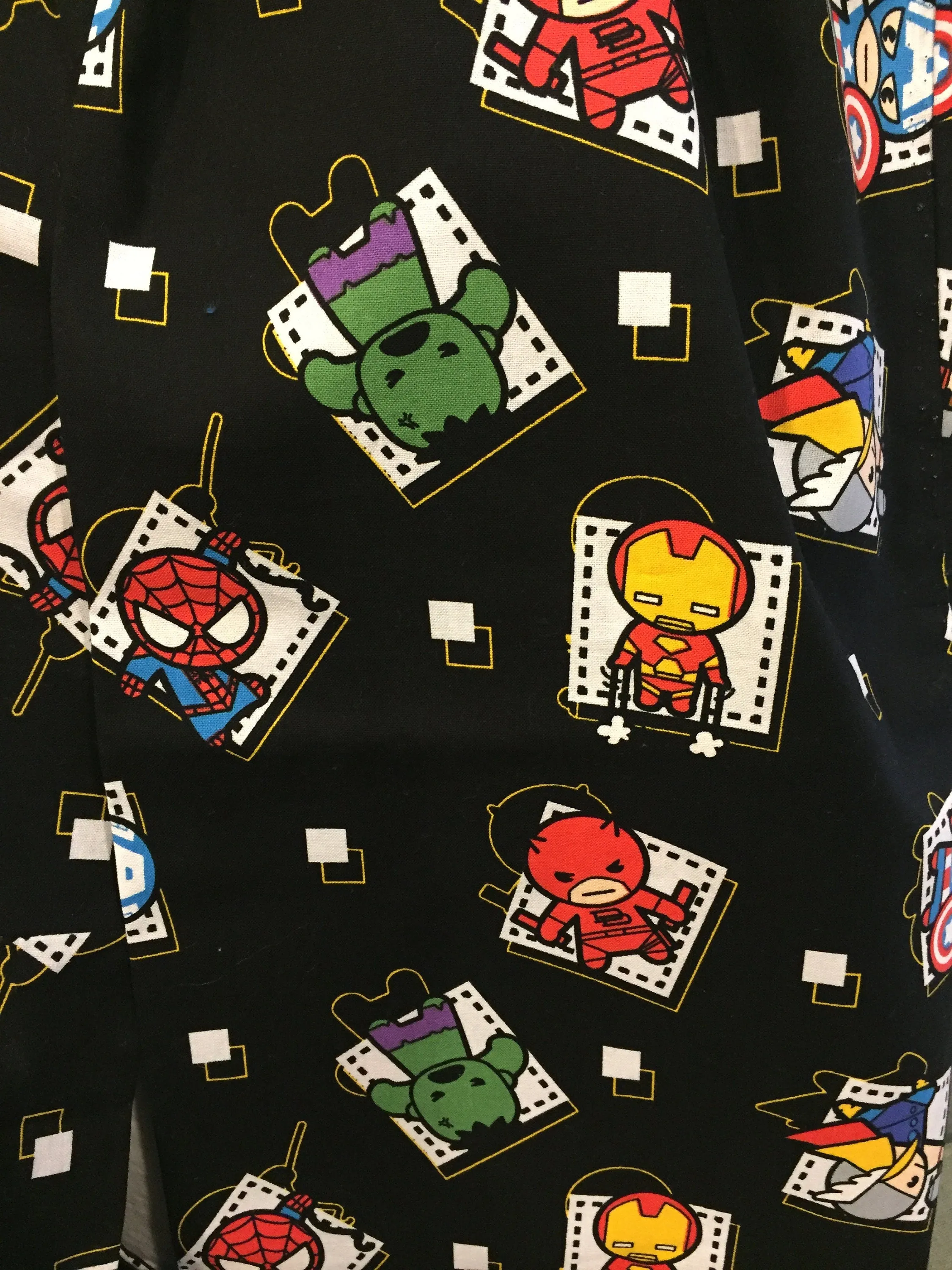 Marvel Kawaii Superheroes Infinity Scarf - Handmade Fabric Print Accessory | Comic Fans Gift | Unique Hero Fashion