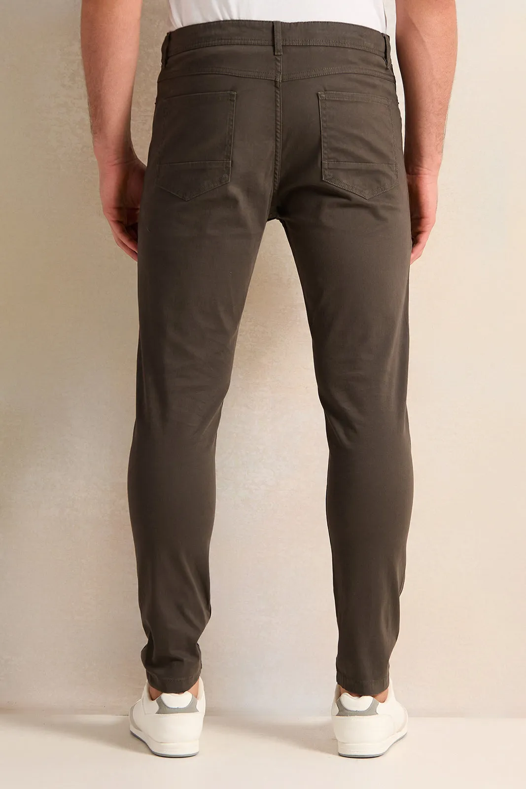 Men Grey 5-Pocket Slim Fit Trouser