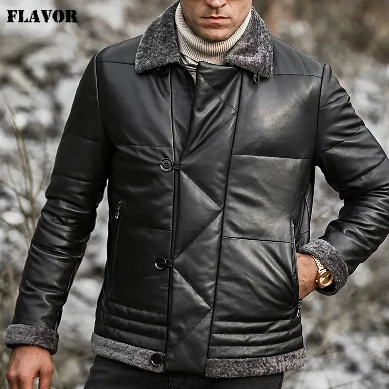 Men's Lambskin Leather Down Jacket