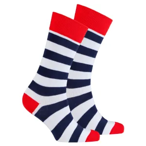 Men's Navy-White Stripes Socks