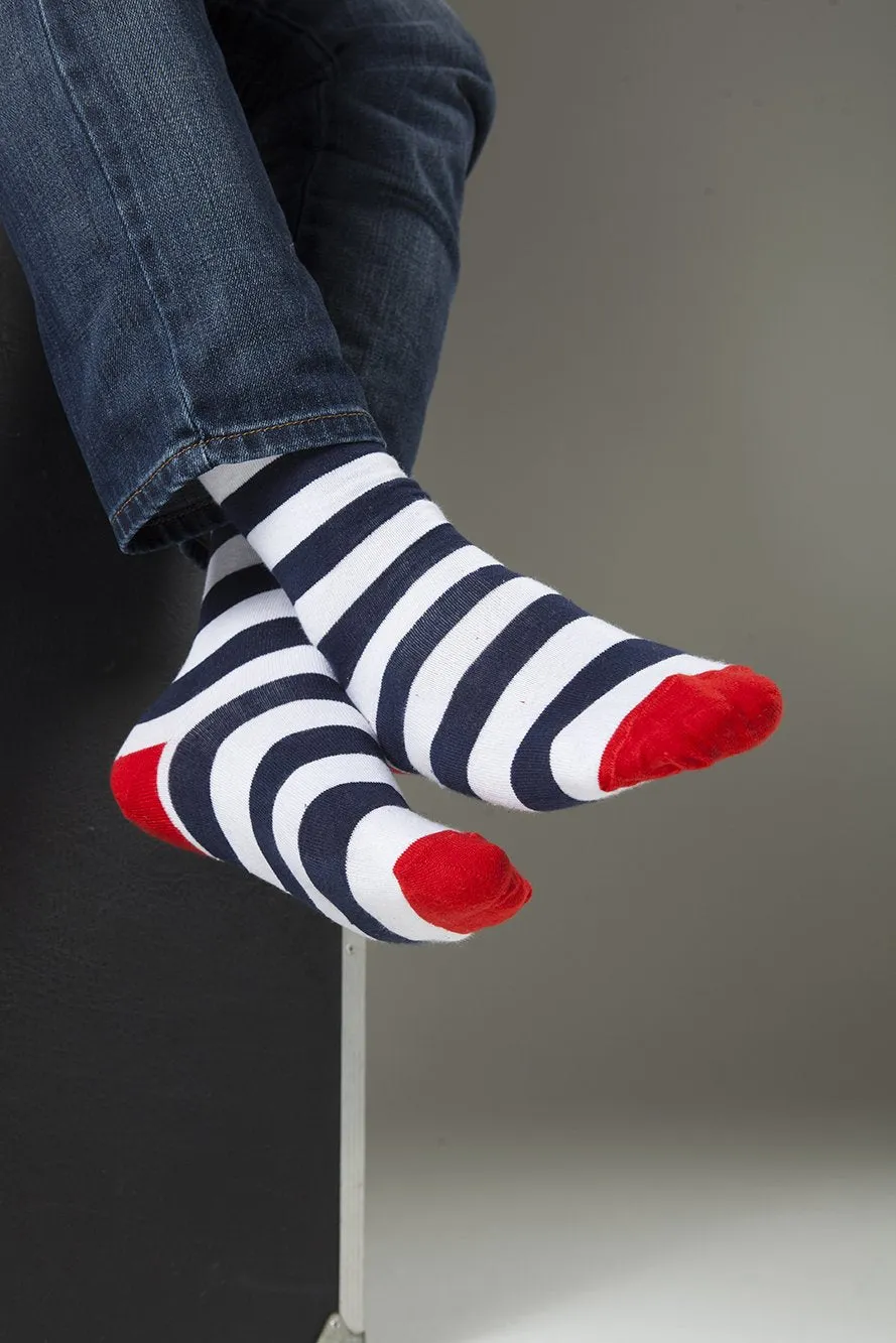 Men's Navy-White Stripes Socks