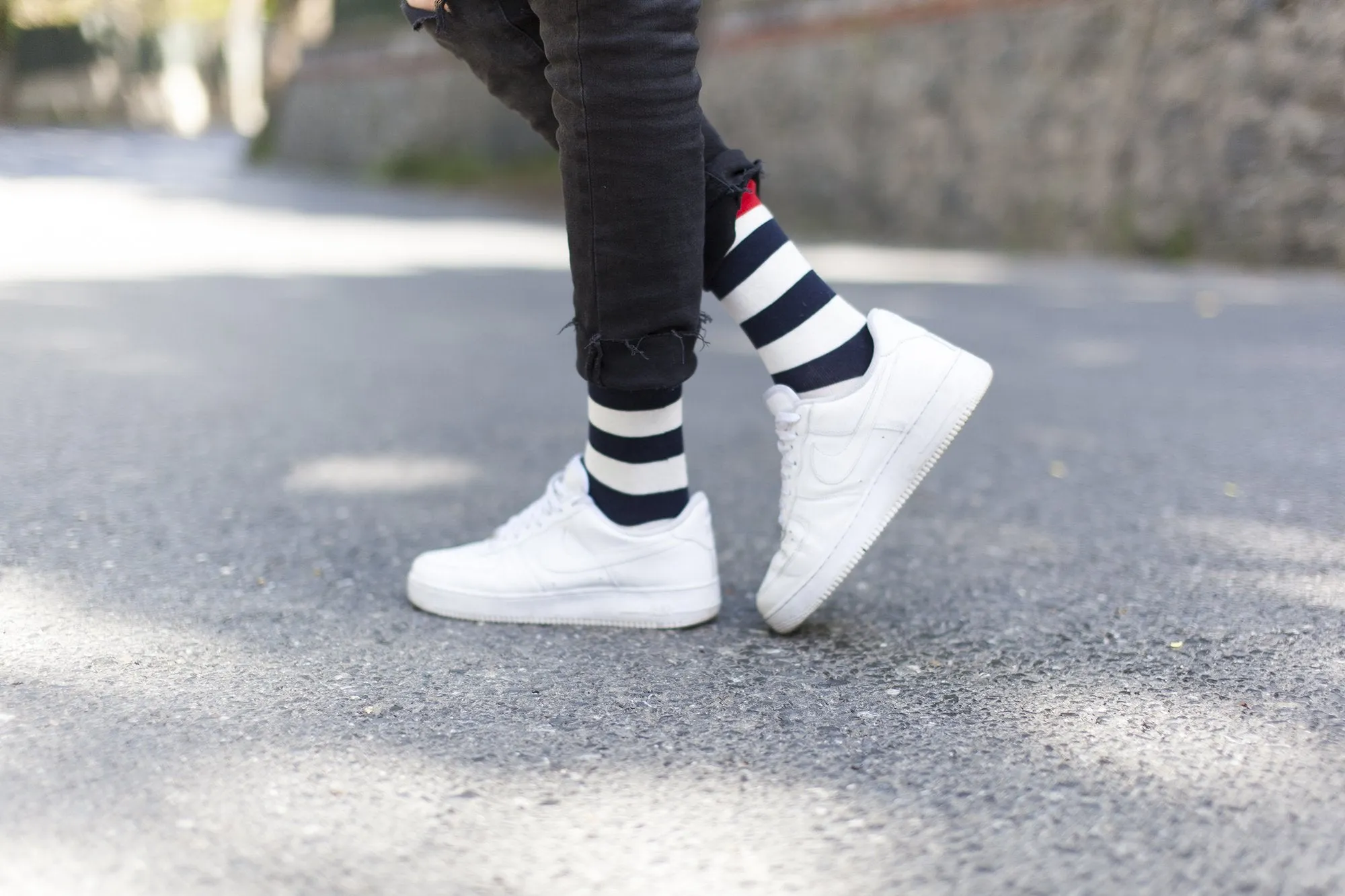 Men's Navy-White Stripes Socks