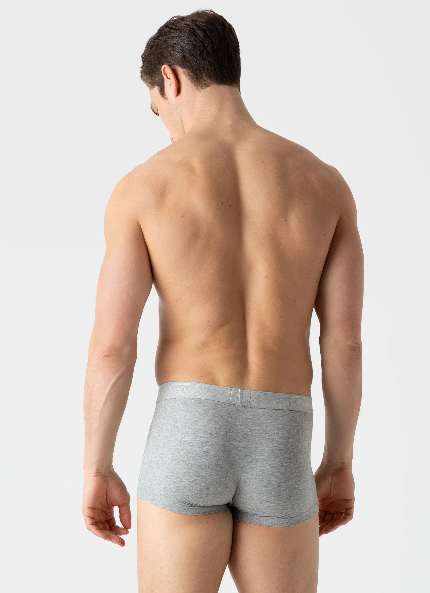 Men's Stretch Cotton Trunks in Grey Melange