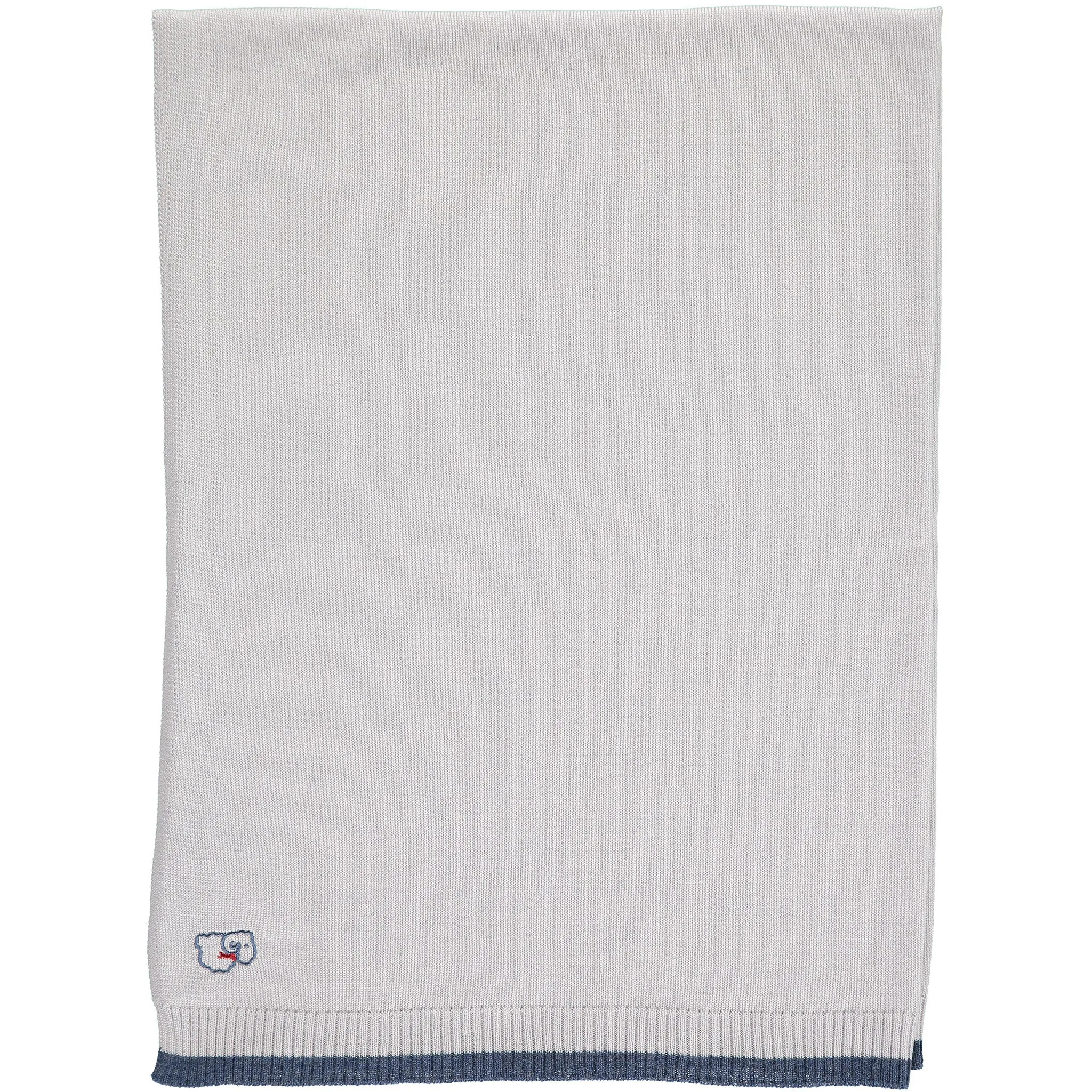 Merino Knitted Lightweight Baby Blanket - Pearl Grey & Denim