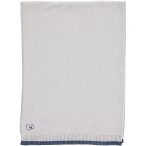 Merino Knitted Lightweight Baby Blanket - Pearl Grey & Denim