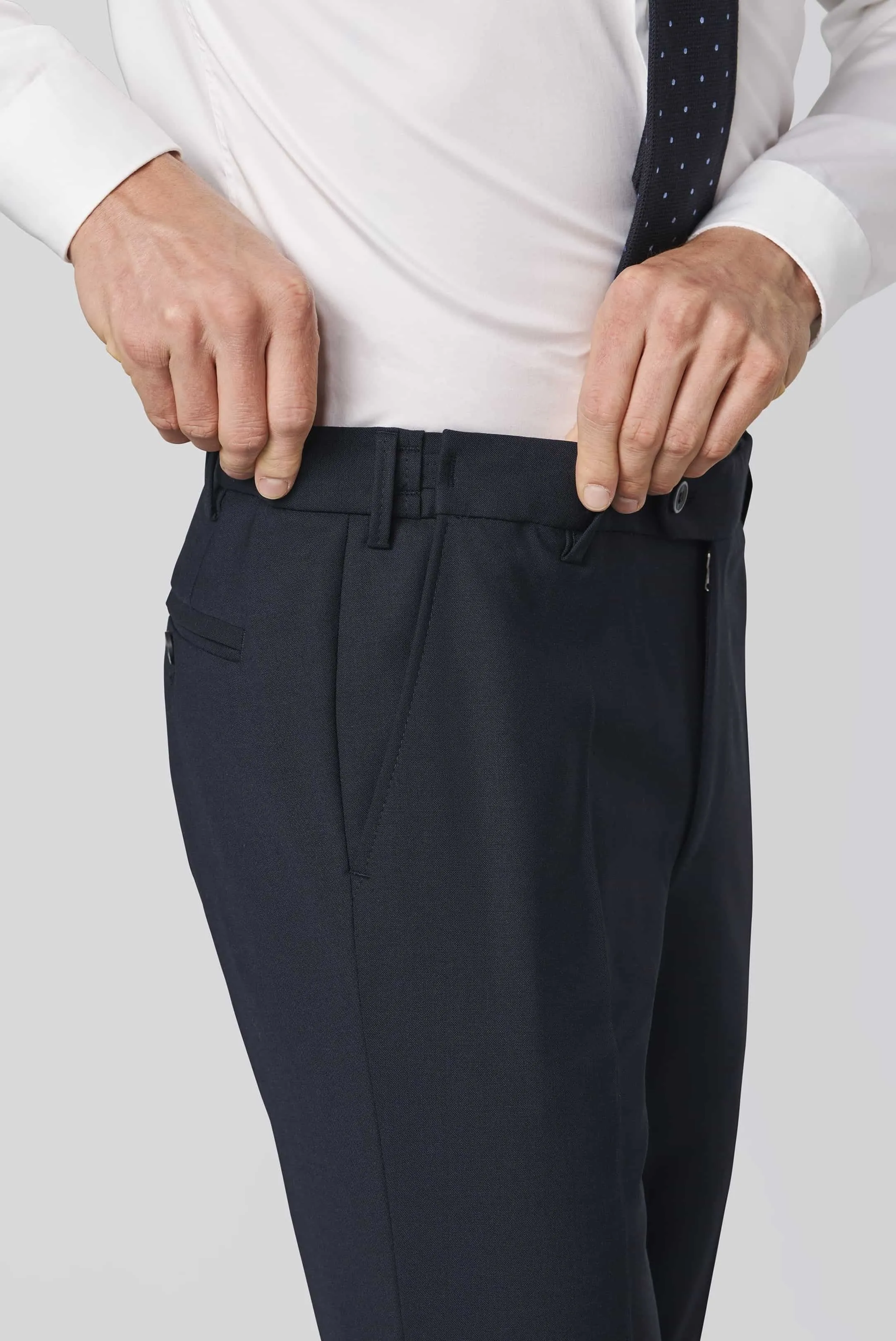 MEYER Oslo Trousers - 344 Flex Tropical Wool-Mix - Navy